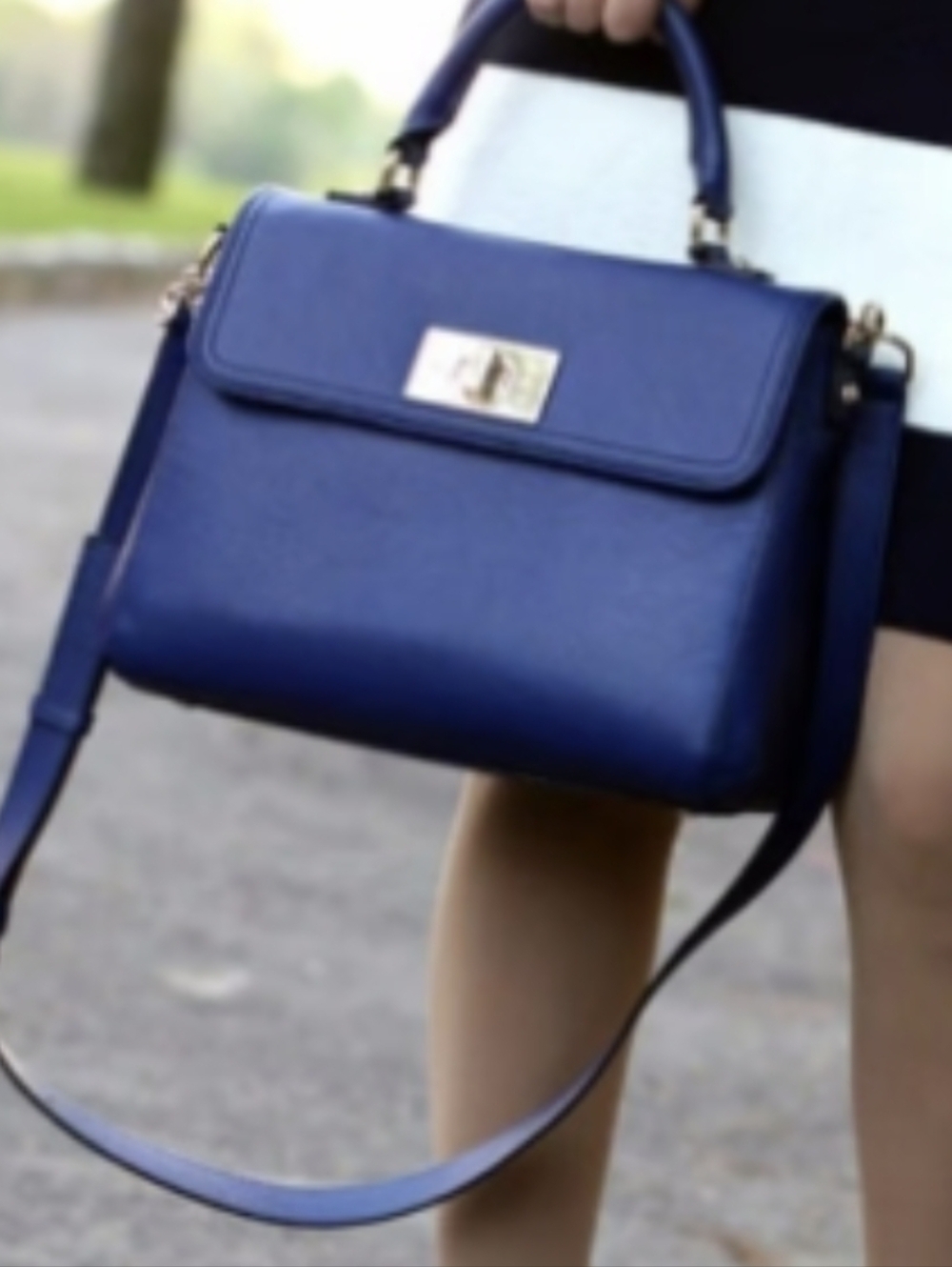 kate spade Navy Blue Top-Handle Satchel with Gold Hardware - Picture 2 of 16